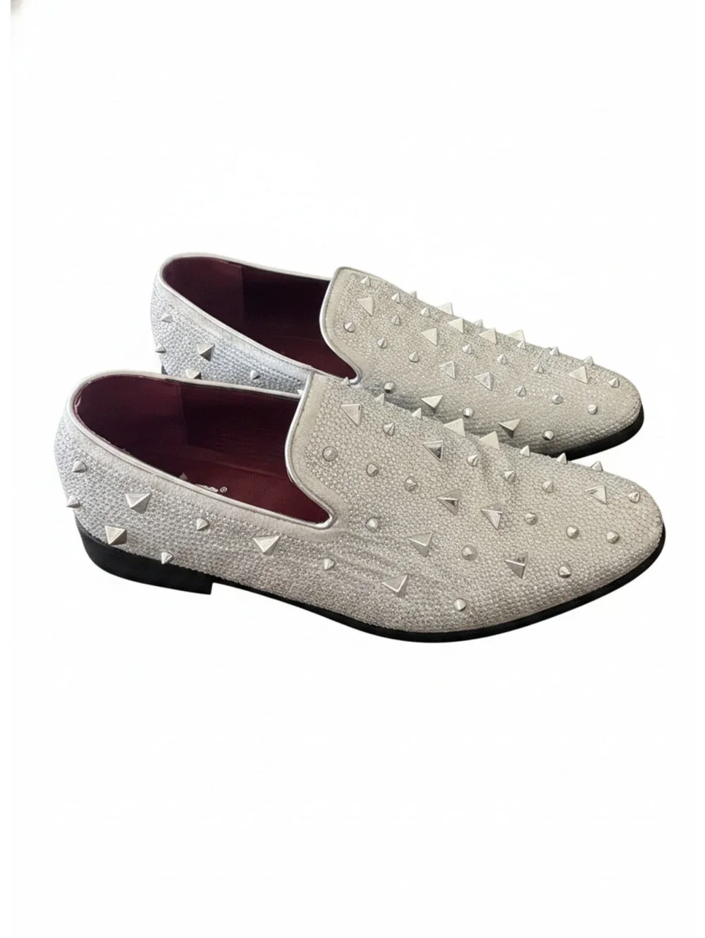 J75 by Jump Fabio Men's Silver Studded Loafers Size 9.5 US